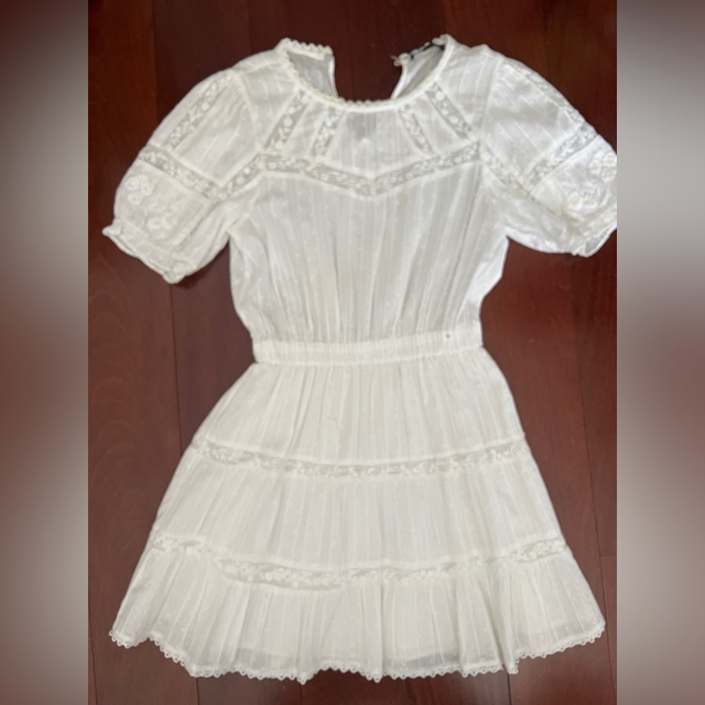 Zara white ruffle mini dress